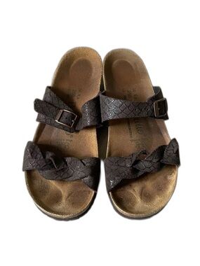 Birkenstock Papillio Braided Double-Strap Brown Slide Sandals 8